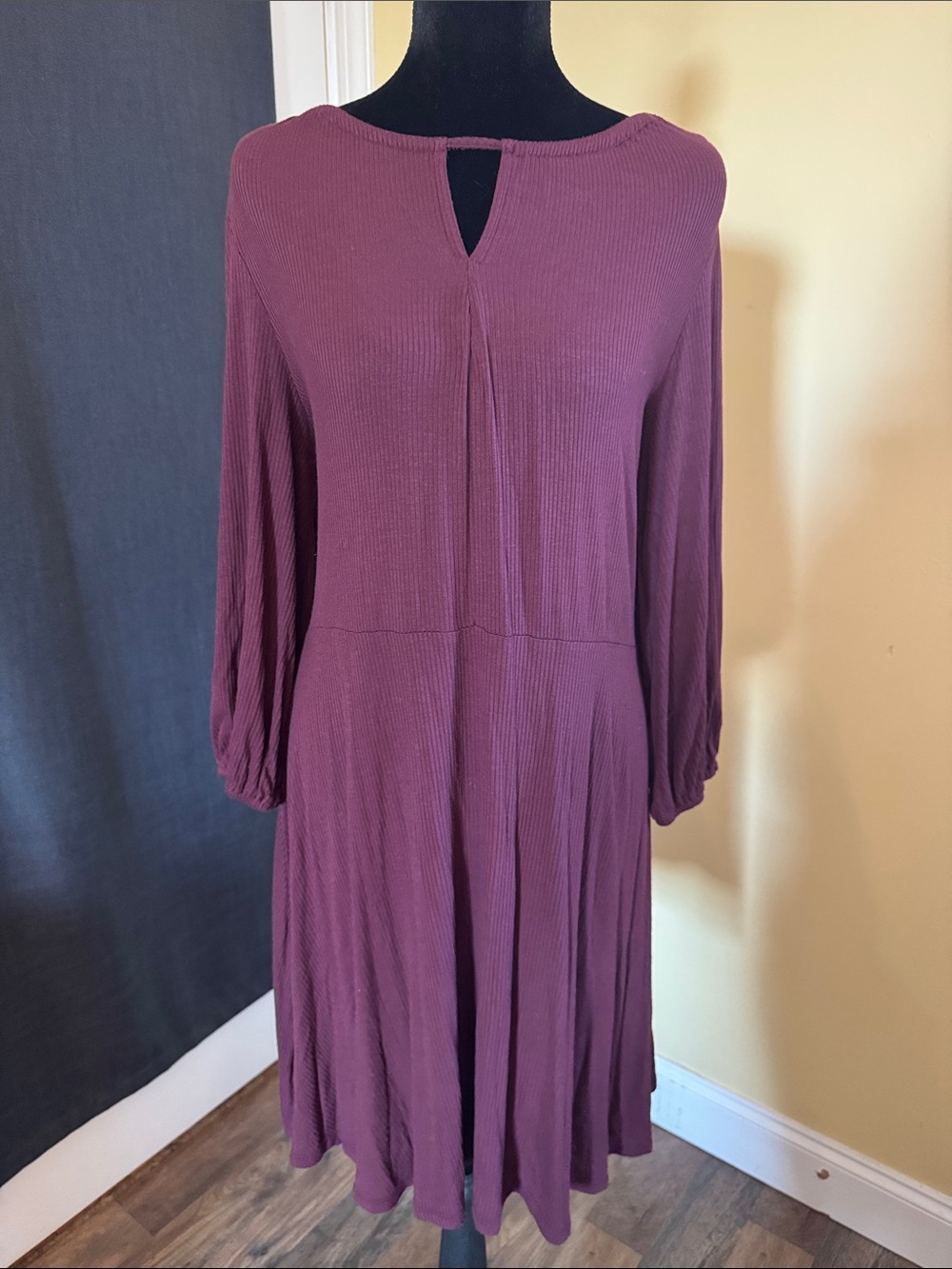 Apt. 9 Plum Keyhole Long-Sleeve Swing Dress